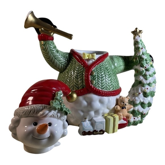 Fitz And Floyd Omnibus 1993 Snowman Pitcher Trumpet Christmas Tree Teddy Bear - Picture 5 of 10
